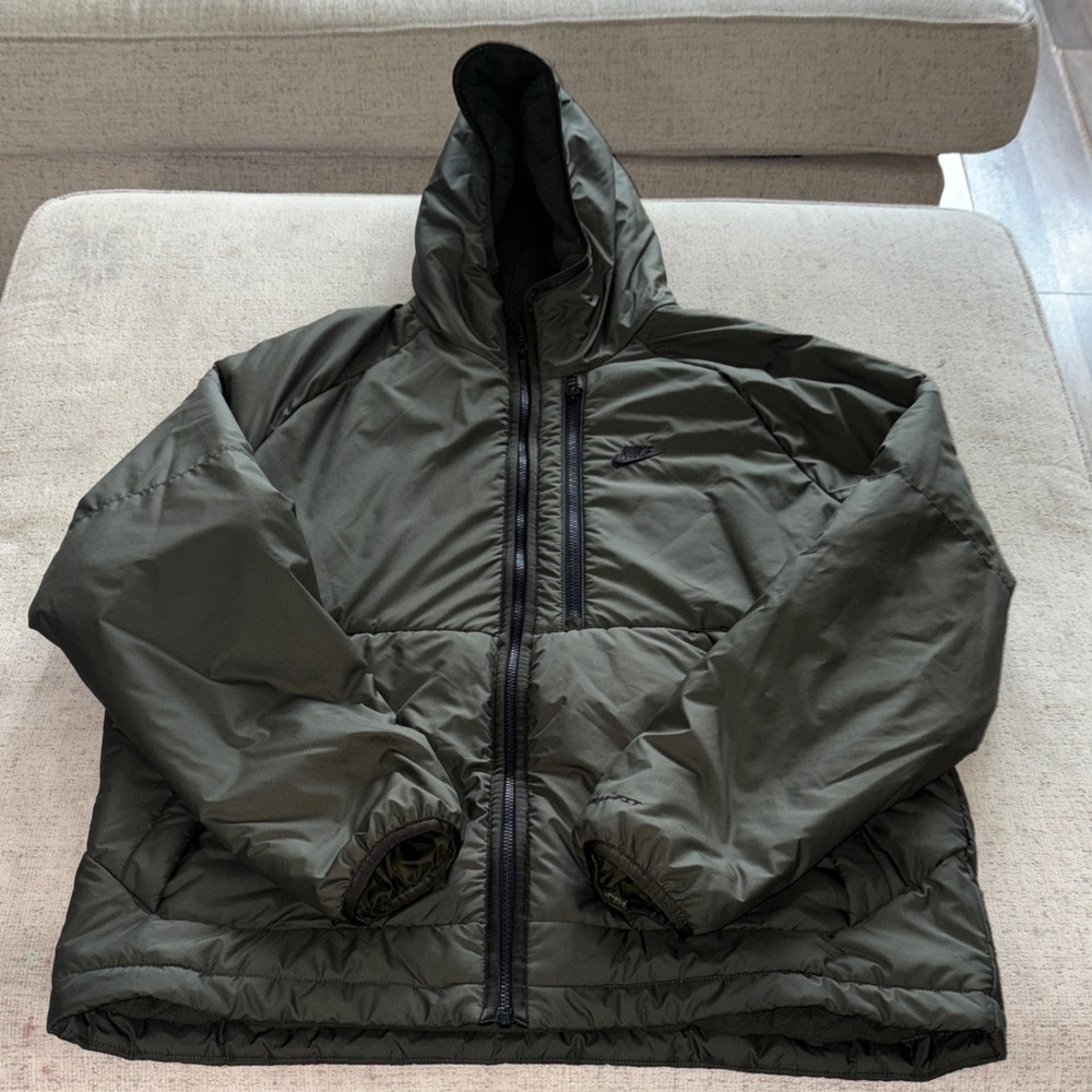 Men's Hooded Insulated Jacket - Olive Green